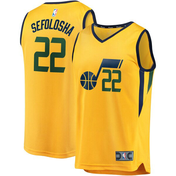 Camiseta Thabo Sefolosha 22 Utah Jazz Statement Edition Amarillo Hombre
